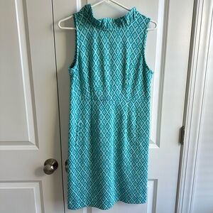 Tyler Boe Turquoise Diamond Pattern Erica Midi Dress